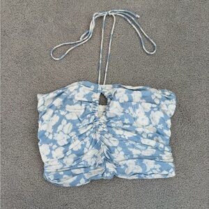 Abercrombie & Fitch Floral Blue Halter Top